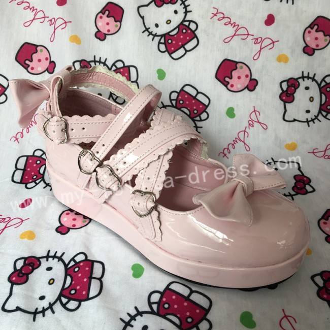 Purple Bow Straps Lolita Platform Shoes