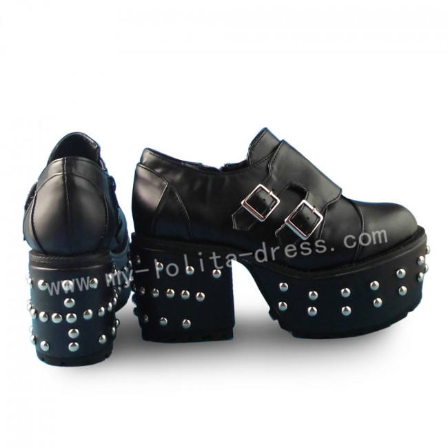 Elegant Black Square Heels Shoes