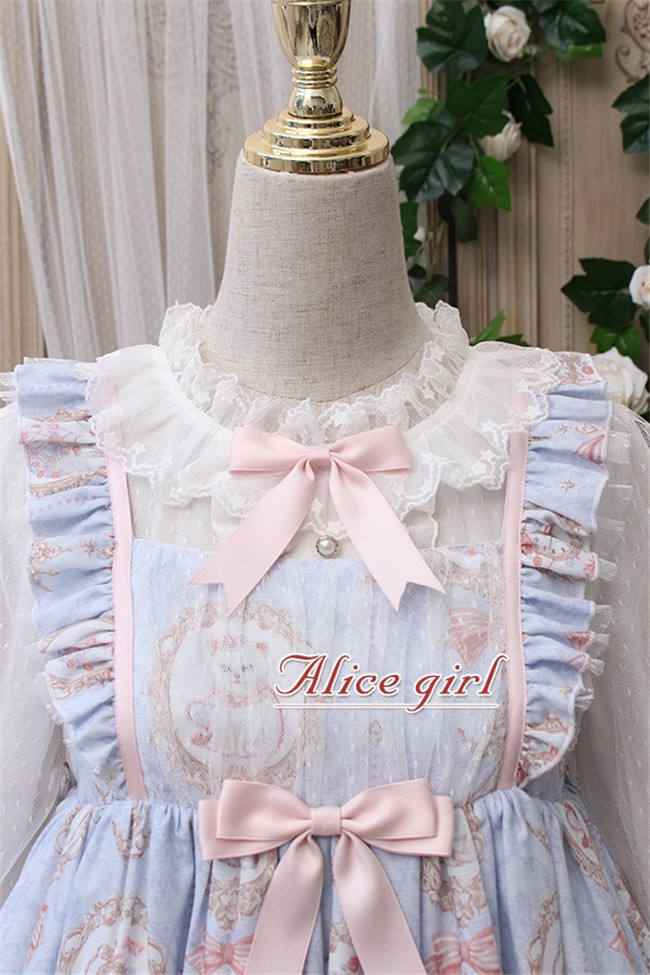 The Kittens In The Frame~ Sweet Lolita Printed JSK High Waist Pink Size S - In Stock