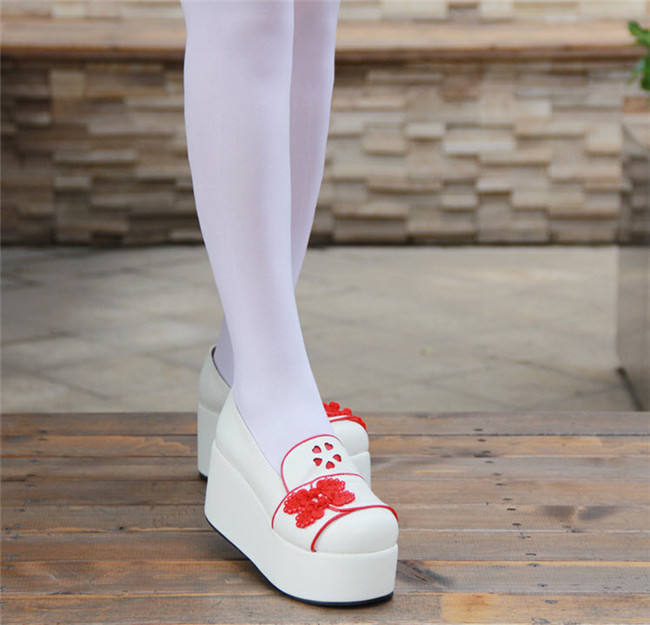 Angelic Imprint- Sweet Double Bows Embroidery Round Toes Qi Lolita High Platform Shoes