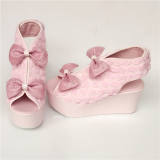 Beautiful Pink Roses Bows Lolita Sandals