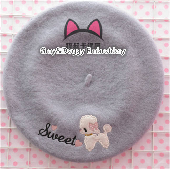 Swimmer Wool Sweet Embroidery Lolita Beret In Stock