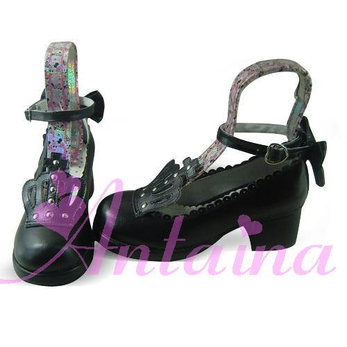 Black Retro Crown Lolita Shoes