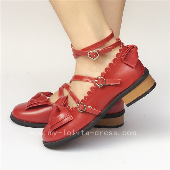 Unicolor Bow Lolita Shoes Square Heels $44.99-Princess Shoes