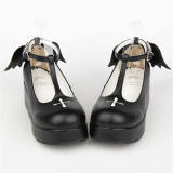 Angelic Imprint- Sweet T-shaped Straps Lolita High Platform Shoes with Detachable Angel Wings