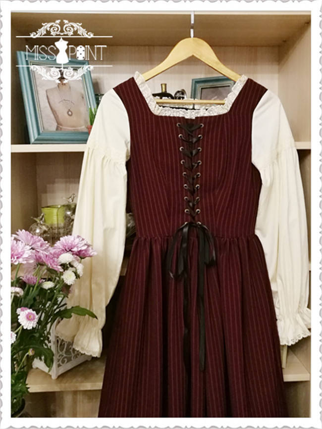 Alpine Maiden~ Vintage Stripe OP Dress -Pre-order