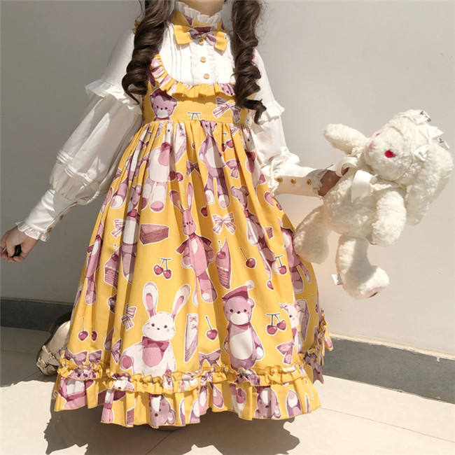 Doll Bear~ Sweet Fake Two Pieces Lolita OP -Ready Made
