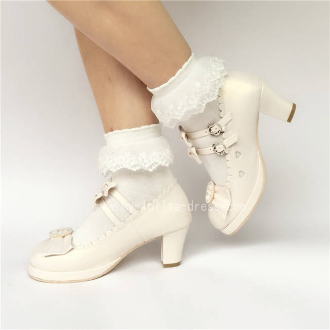 Sweet 3 Bows Lolita Heels Shoes