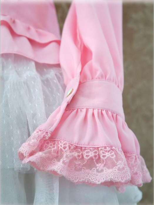 Rococo Style Lace Lolita Shirt Silk and Linen Khaki -In Stock