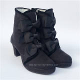 Black Velvet Bows Lolita Winter Boots