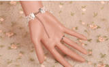 New Arrival Unique White Lace attached Ring Lolita Bracelet -out