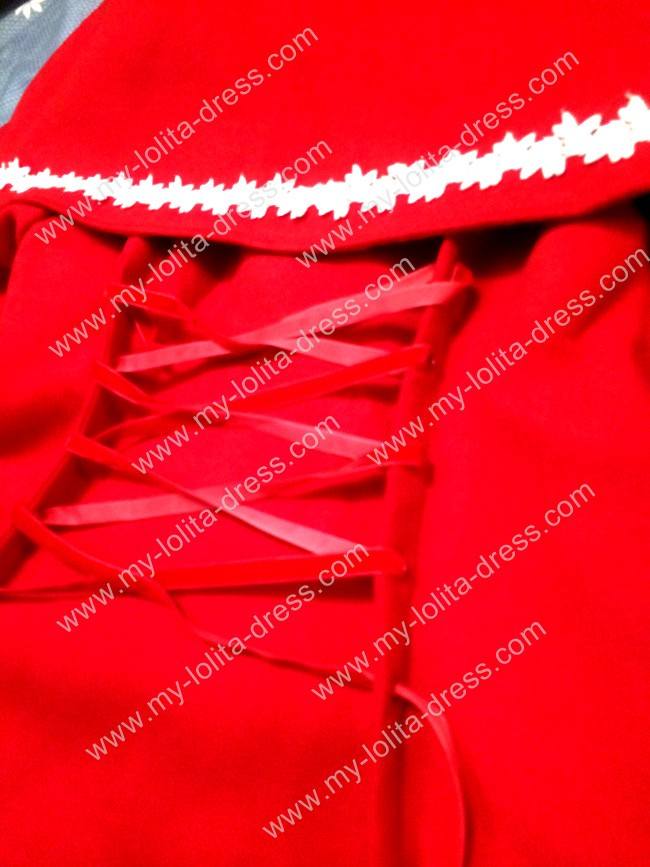 Lolita Coat with Fur Collars Removable Cape - Pink Sweet Red Christmas Wine Size S - In Stock