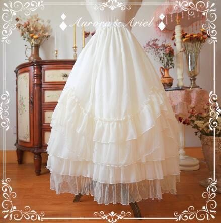 Gold Silk Chiffon Elegant Lolita Skirt/Petticoat 68cm/85cm