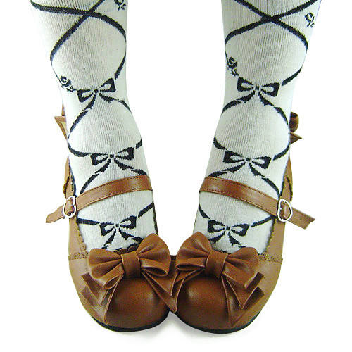 Light Coffee Bows Lolita Shoes