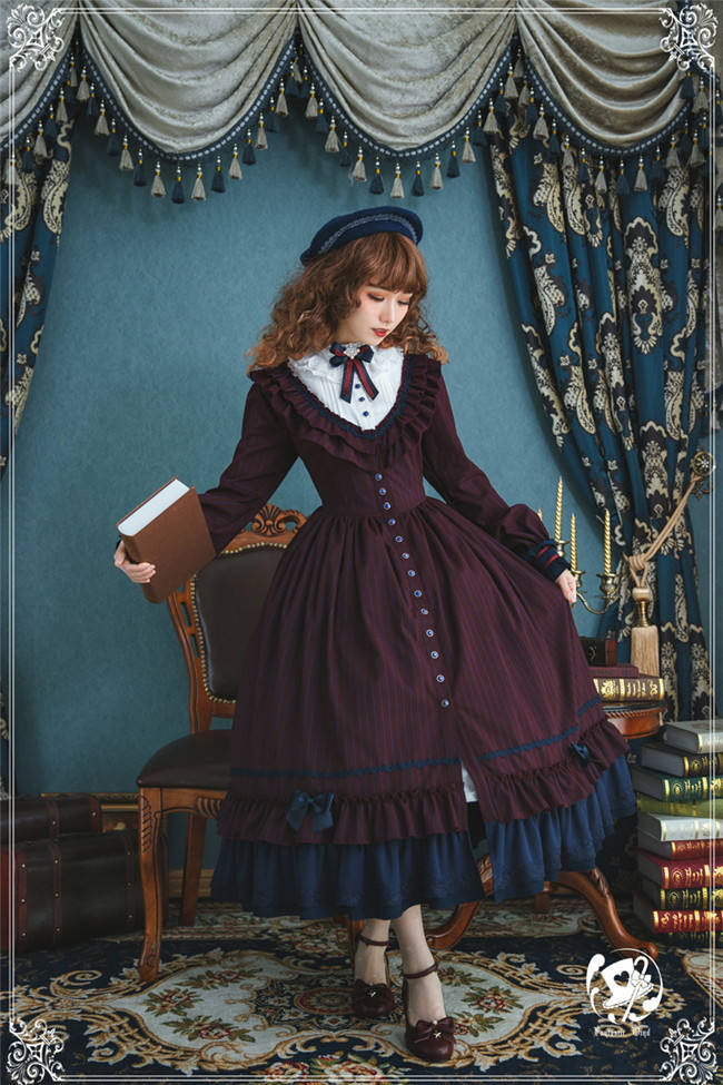 The Florentine Traveller~ College Style Lolita Long Sleeves OP  -Ready Made