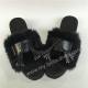 Matte Black Lolita Sandals with Black Imitative Bunny Fur