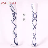 Mu Fish ~Lace Cross~Gothic Lolita High Socks -Ready Made