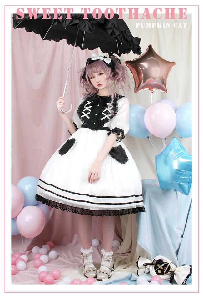 Pumpkin Cat Lolita ~Sweet Toothache~ Lolita OP -Ready made