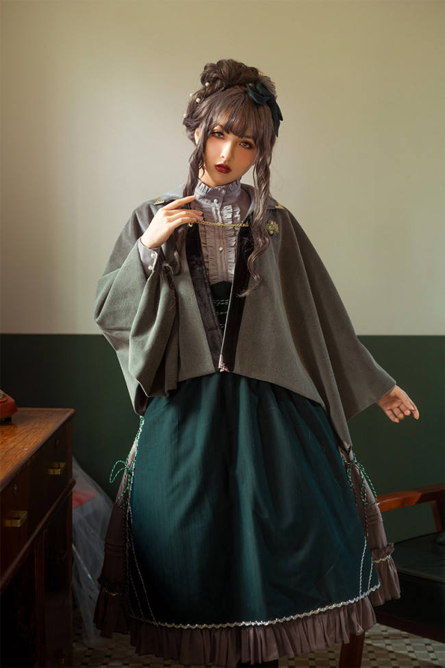 MISS 1860~ Vintage Lolita Cape+Skirt+Corset+Blouse -out
