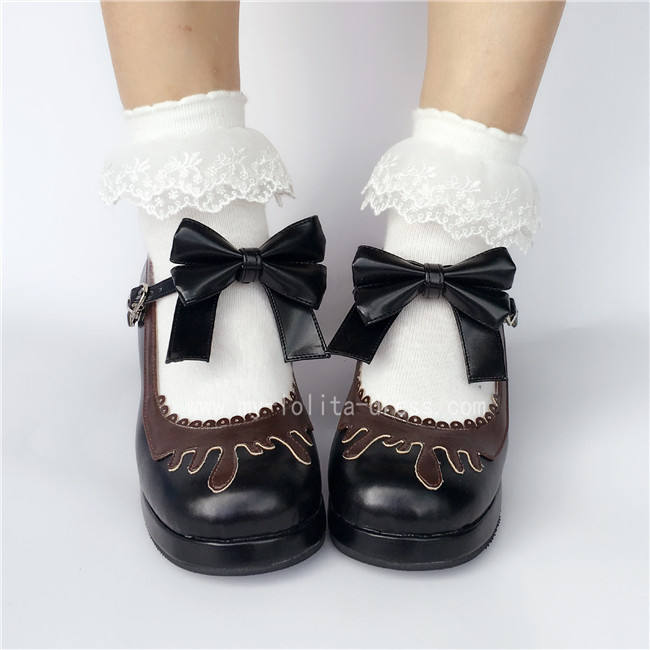 Sweet Black With Coffee Lolita Heels Shoes