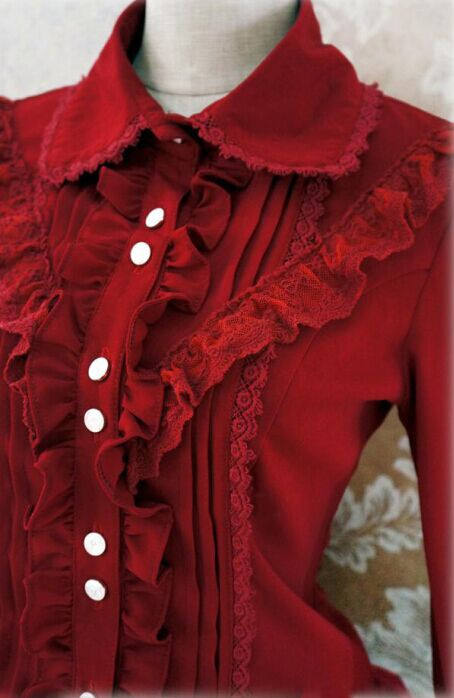 Rococo Style Lace Lolita Shirt Silk and Linen Khaki -In Stock