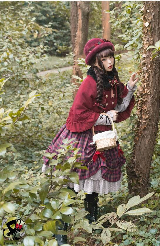 Little Red Riding Hood~ Classic Lolita Fish-bone Skirt + Blouse+Cape-Pre-order Closed