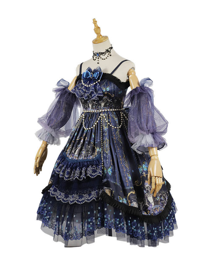Dead Butterfly Movement ~Luxury Gothic Lolita JSK + Hand Cuffs -Pre-order
