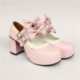 Black High Heels Lolita Shoes White Trim