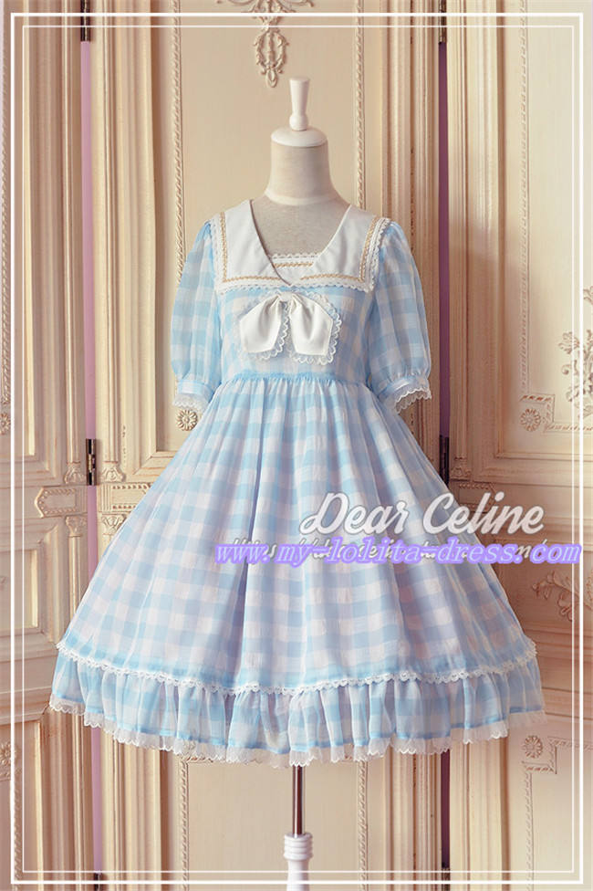 Fruit Sugers In Summer Gingham Lolita OP - Ready MADE