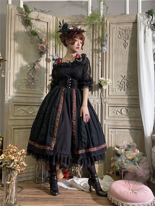 Miss Point ~ Salley Garden 2.0 Embroidery Vintage High Waist Lolita Skirt