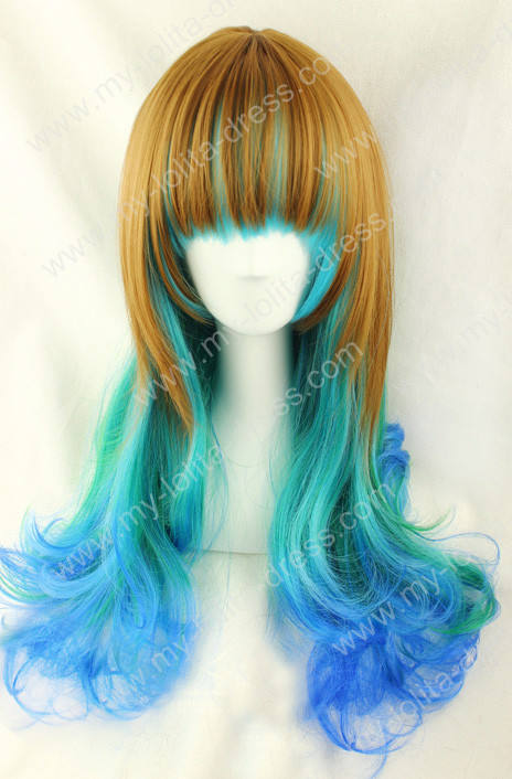 Brown Green Blue Natural Curly Wig