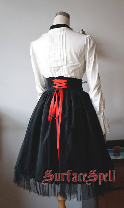 Surface Spell Judgement Day Embroidery High Waisted Velvet Lolita Skirt