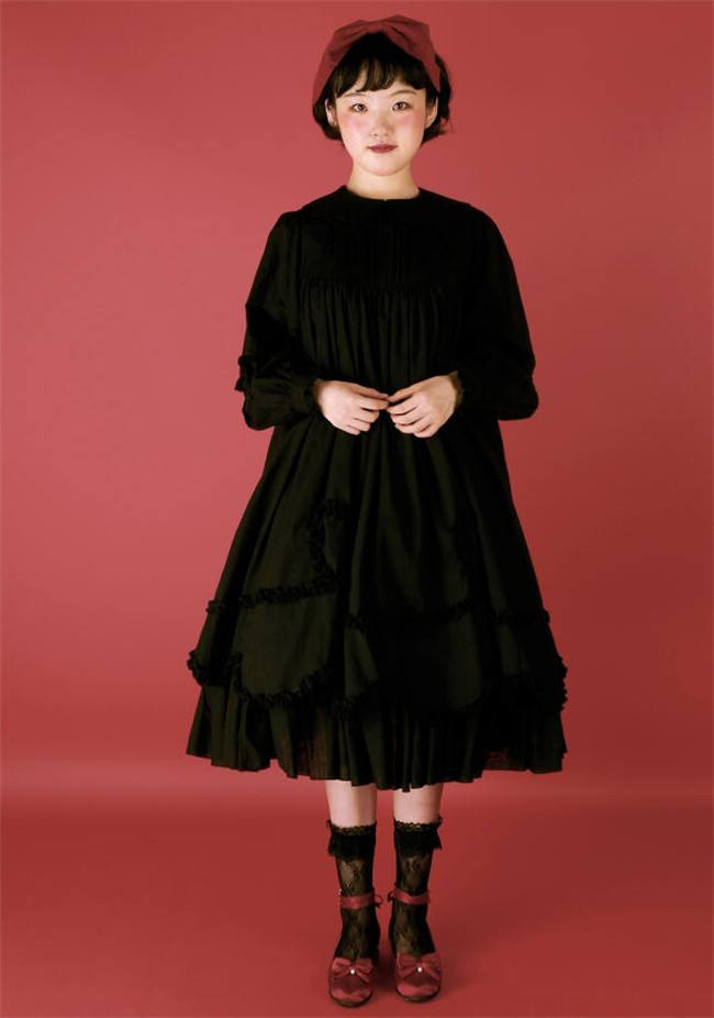 Daily wear Version Sweet Unicolor Lolita long sleeves OP- Ready Made
