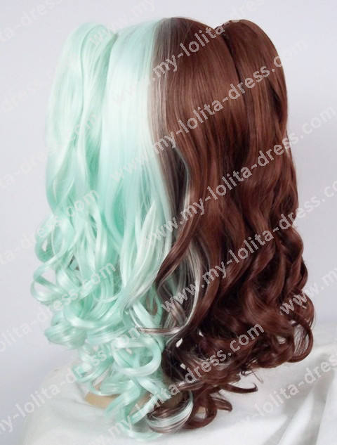 Ponytail Chocolate Mint Middle Divided Lolita Wig chocolate/mint- In Stock