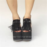 Black Matte Lolita Sandals with Tassels