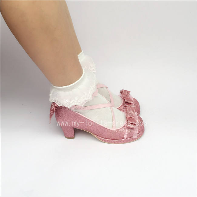 Sweet Cross Straps Bows Lolita Shoes