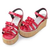 Glossy Red Wood Camouflage Sole Lolita Sandals