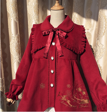 Sweet Thickening Thermal Loose Lolita Coat with Detachable Fur Collar