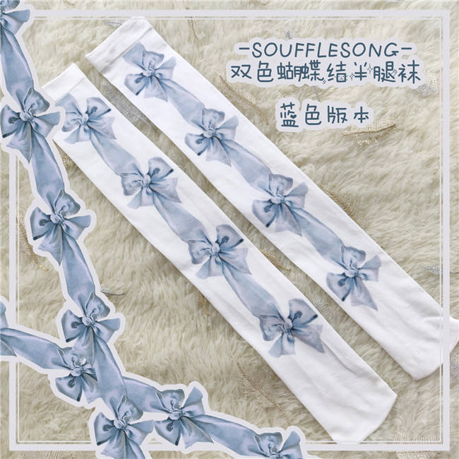 Neverland Lolita ~Sweet Bows Printed Lolita Socks