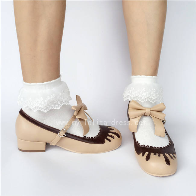 Sweet Black With Coffee Lolita Heels Shoes