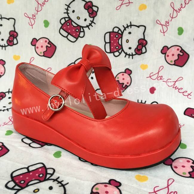 Red Bows Lolita Flats Shoes