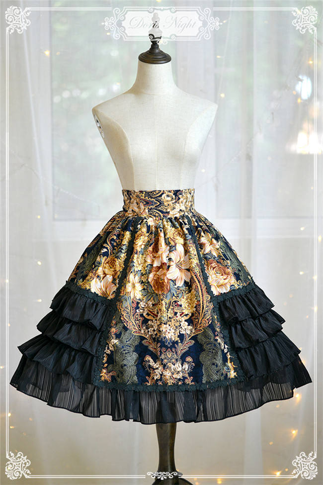 The Night Rose~ Pure Cotton Jacquard Lolita Skirt