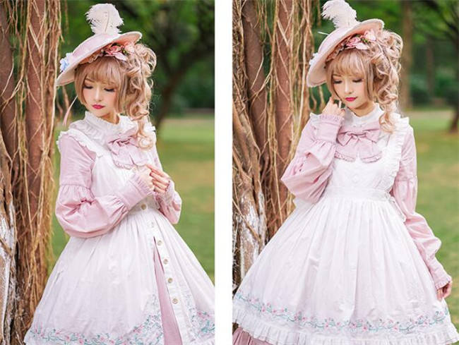 Rose Garden~ Vintage Embrodery Surface Layer Dress Both-sides Wear Ways