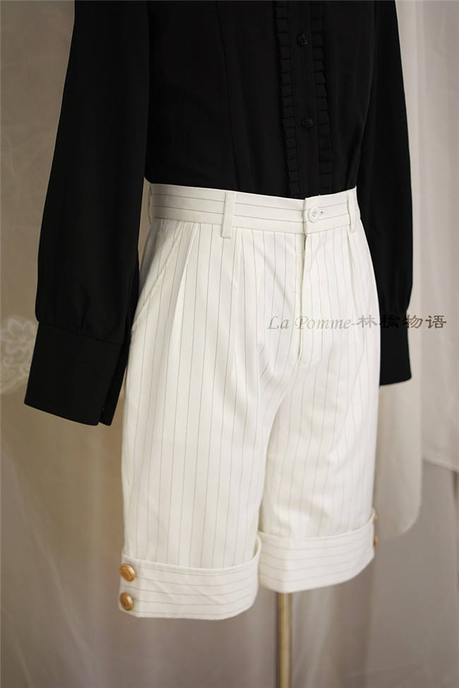 La Pomme ~Ouji Stripe Lolita Coat + Med-length Pants