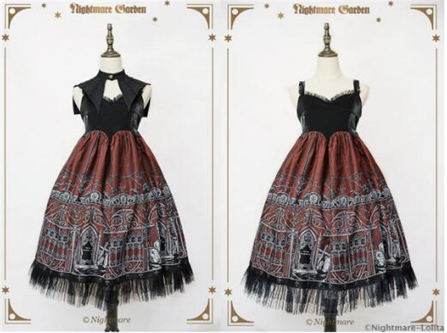 Fantasy Land~ Gothic Lolita High Waist JSK Dress With Detachable