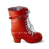Beautiful Red Square Heel Lace Boots