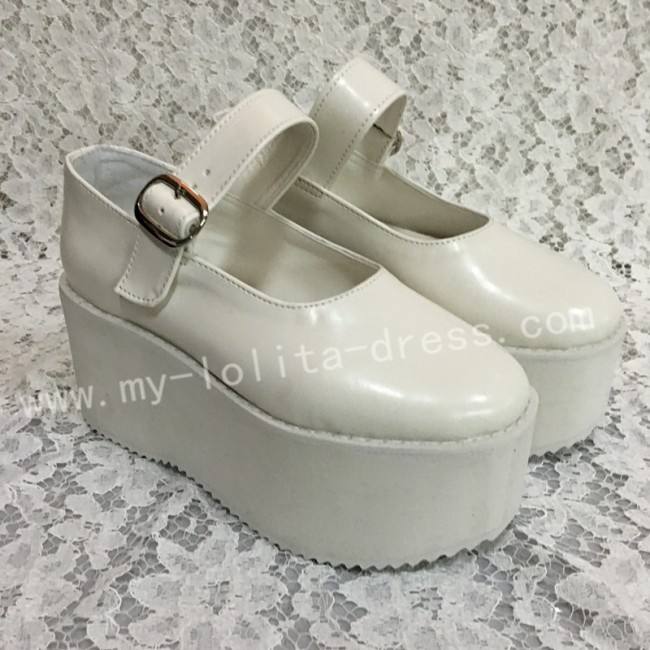 Girls Matte White Lolita High Platform Classic Shoes