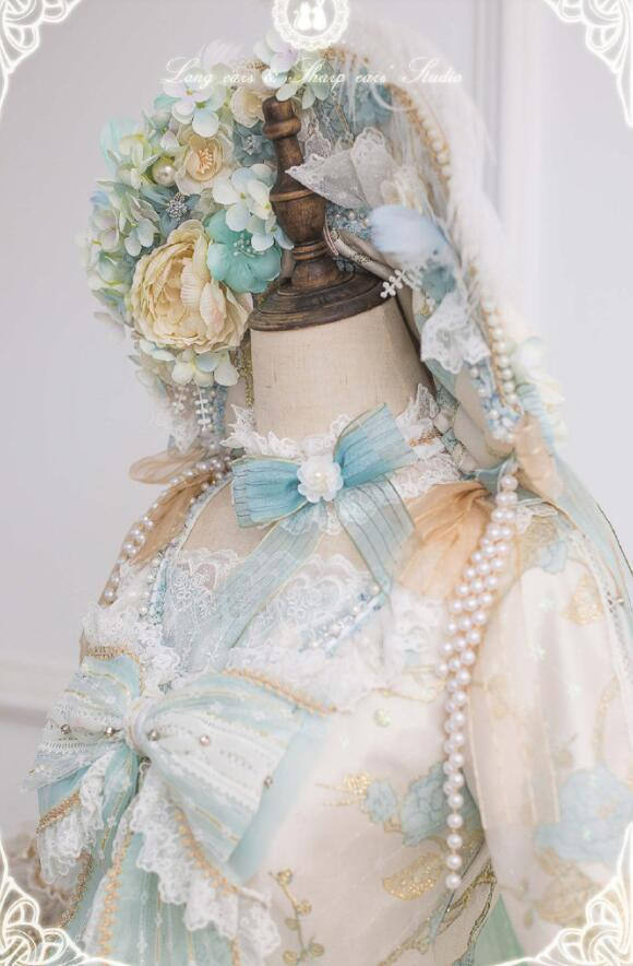 Ode to Love and Vows ~Luxury Lolita Fullset (OP + Necklace + Wristcuffs + Bonnet + Back Yarn) -Ready Made