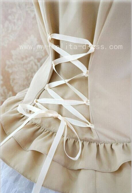Rococo Style Lace Lolita Shirt Silk and Linen Khaki -In Stock