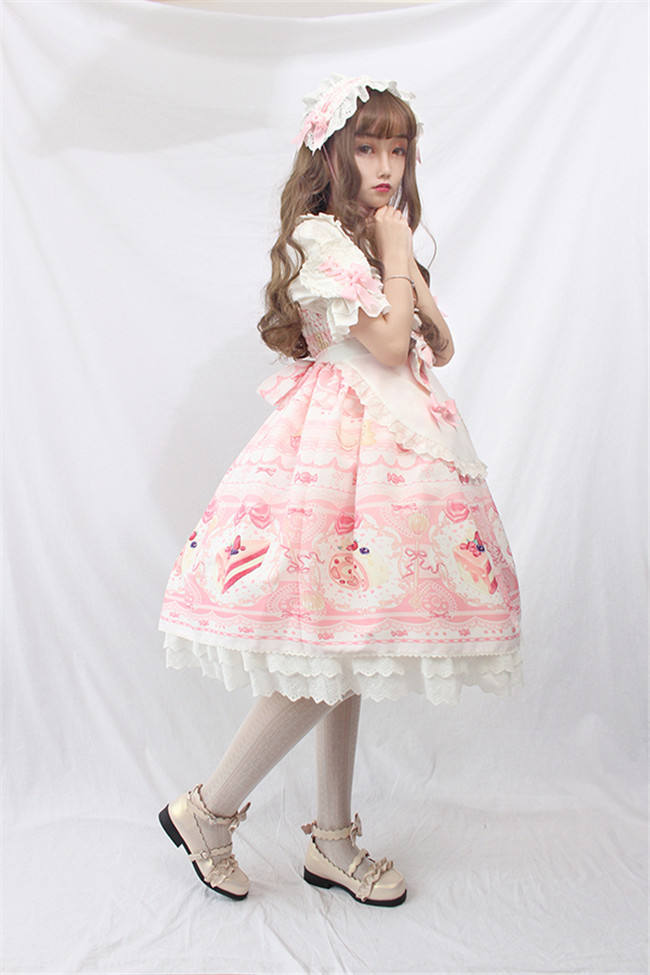 Dessert Chef~ Sweet Lolita JSK With Detachable Apron -Ready Made Light Blue Size S - In Stock
